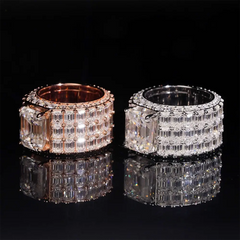 GL Three Row Emerald VVS Moissanite Ring