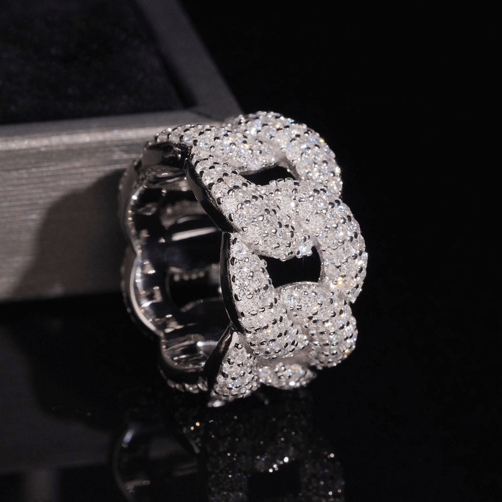 GL Iced Out Moissanite Mens Cuban Ring