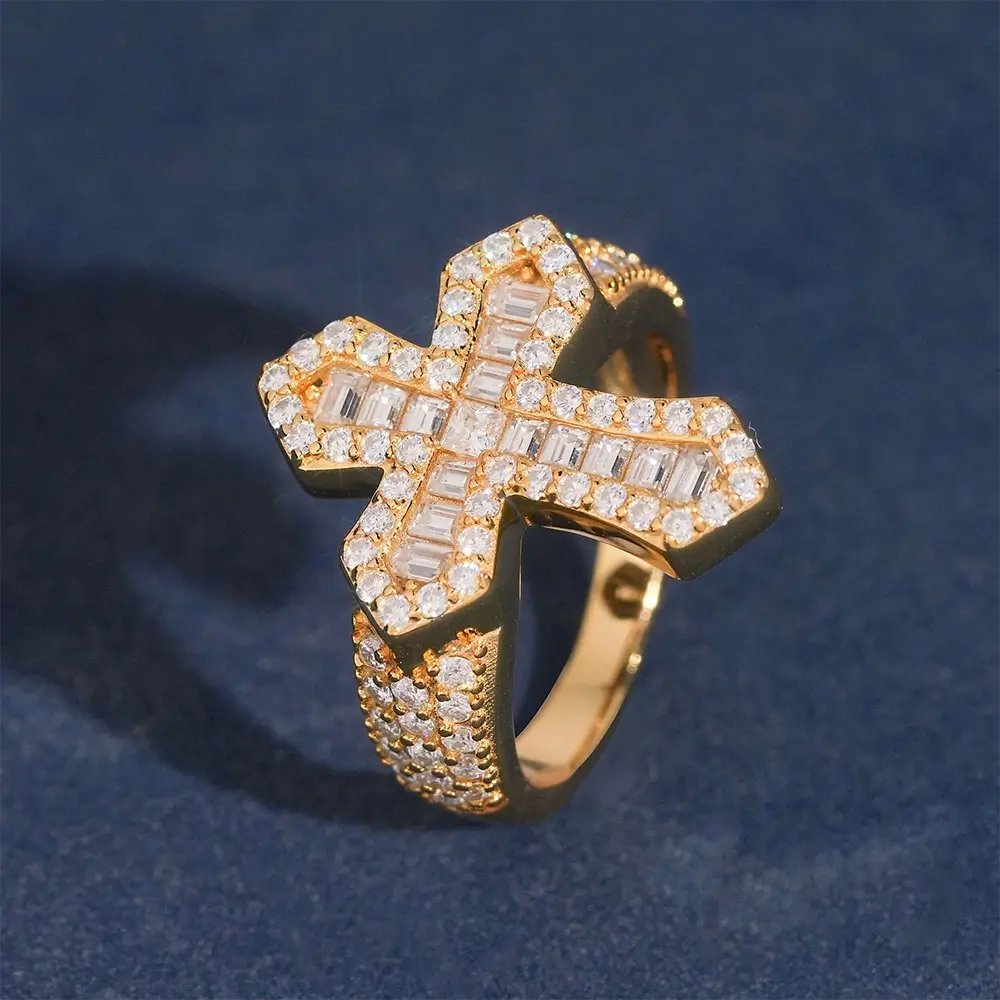 GL BAGUETTE MOISSANITE Diamond Cross Ring