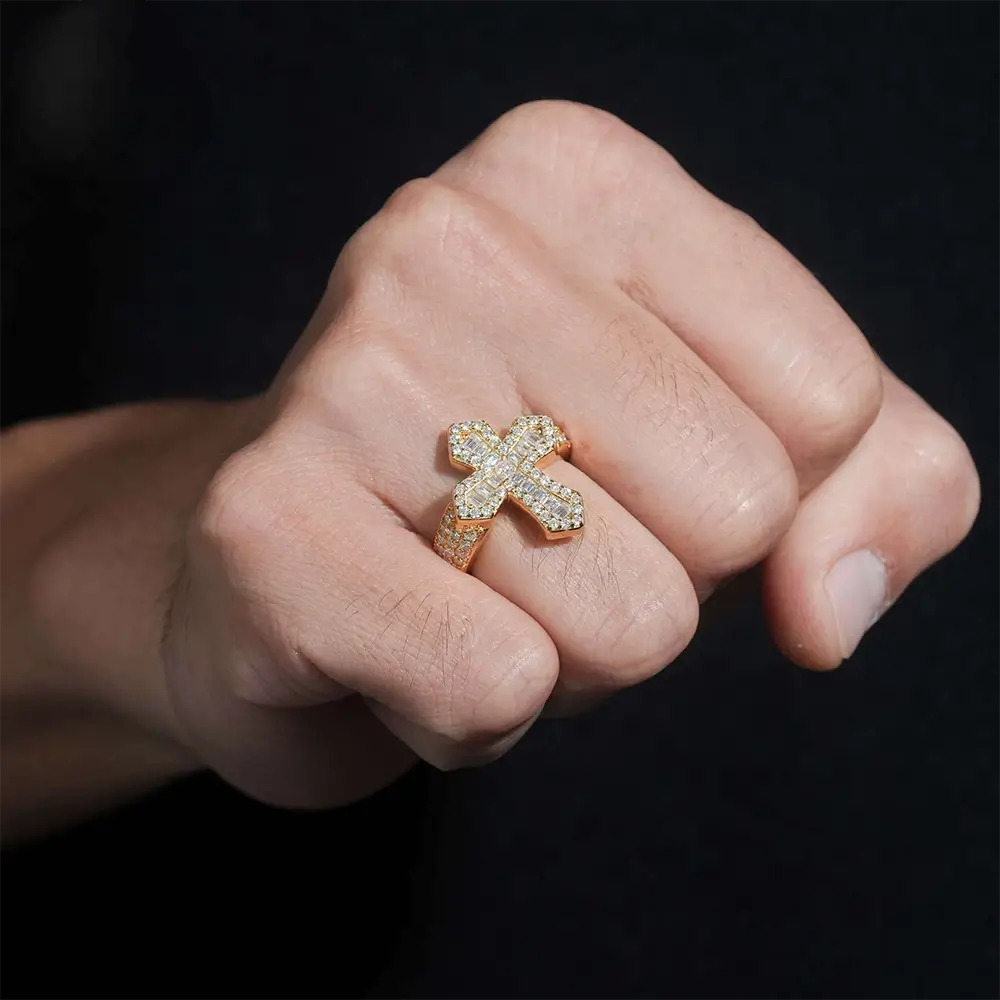 GL BAGUETTE MOISSANITE Diamond Cross Ring Main image