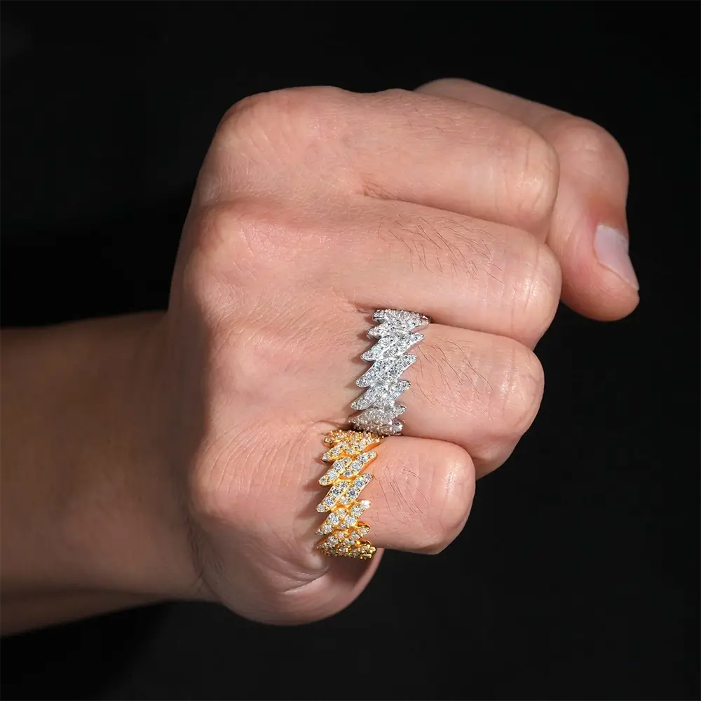 GL Cuban link  Punk Style Moissanite Ring Main image
