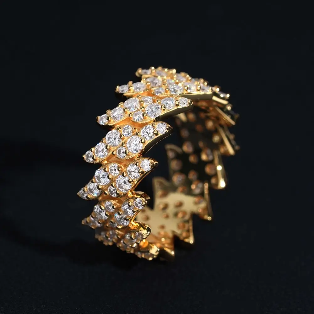 【US 3 Days Delivery】GL Cuban link  Punk Style Moissanite Ring