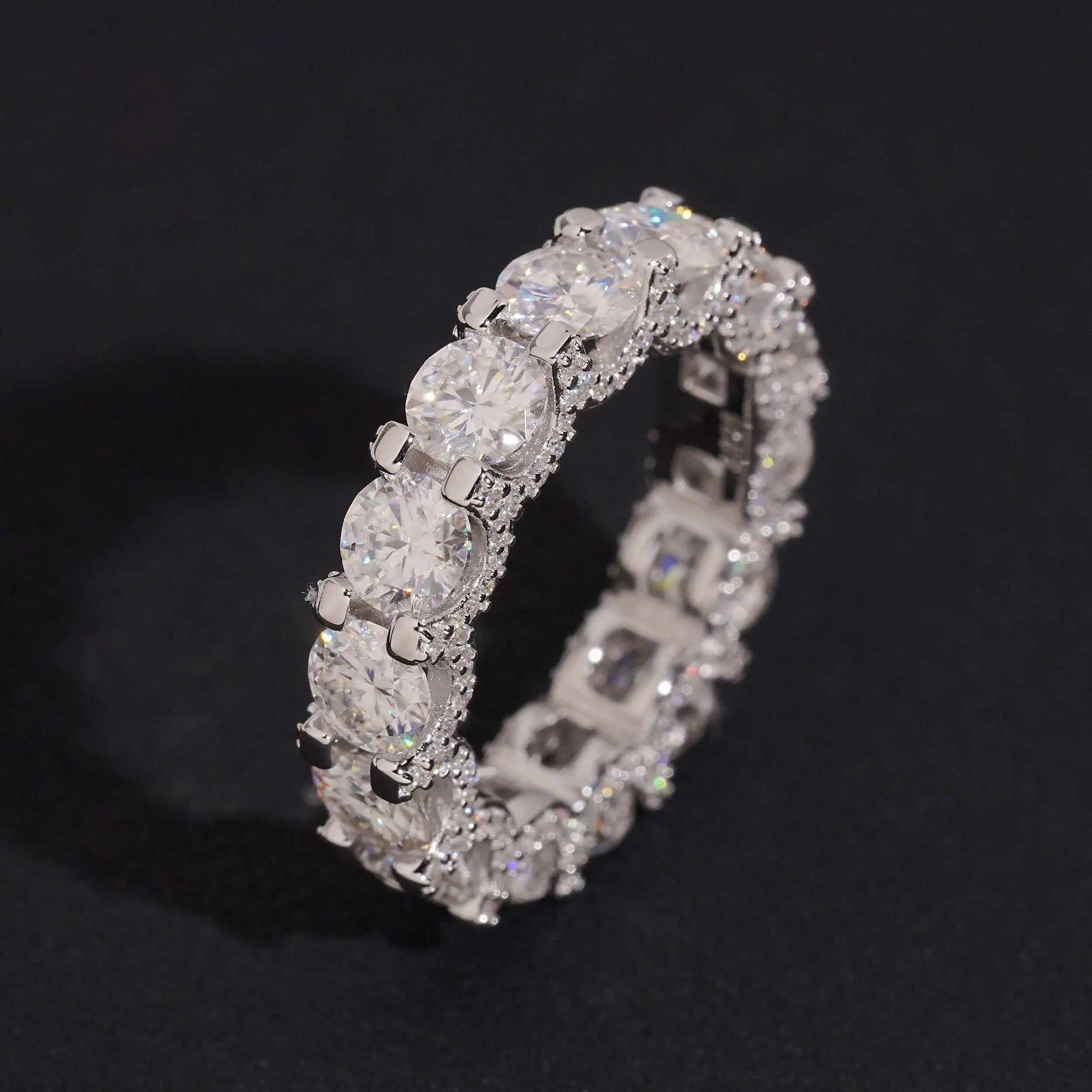 GL Round Cut Full Eternity Band Moissanite Ring