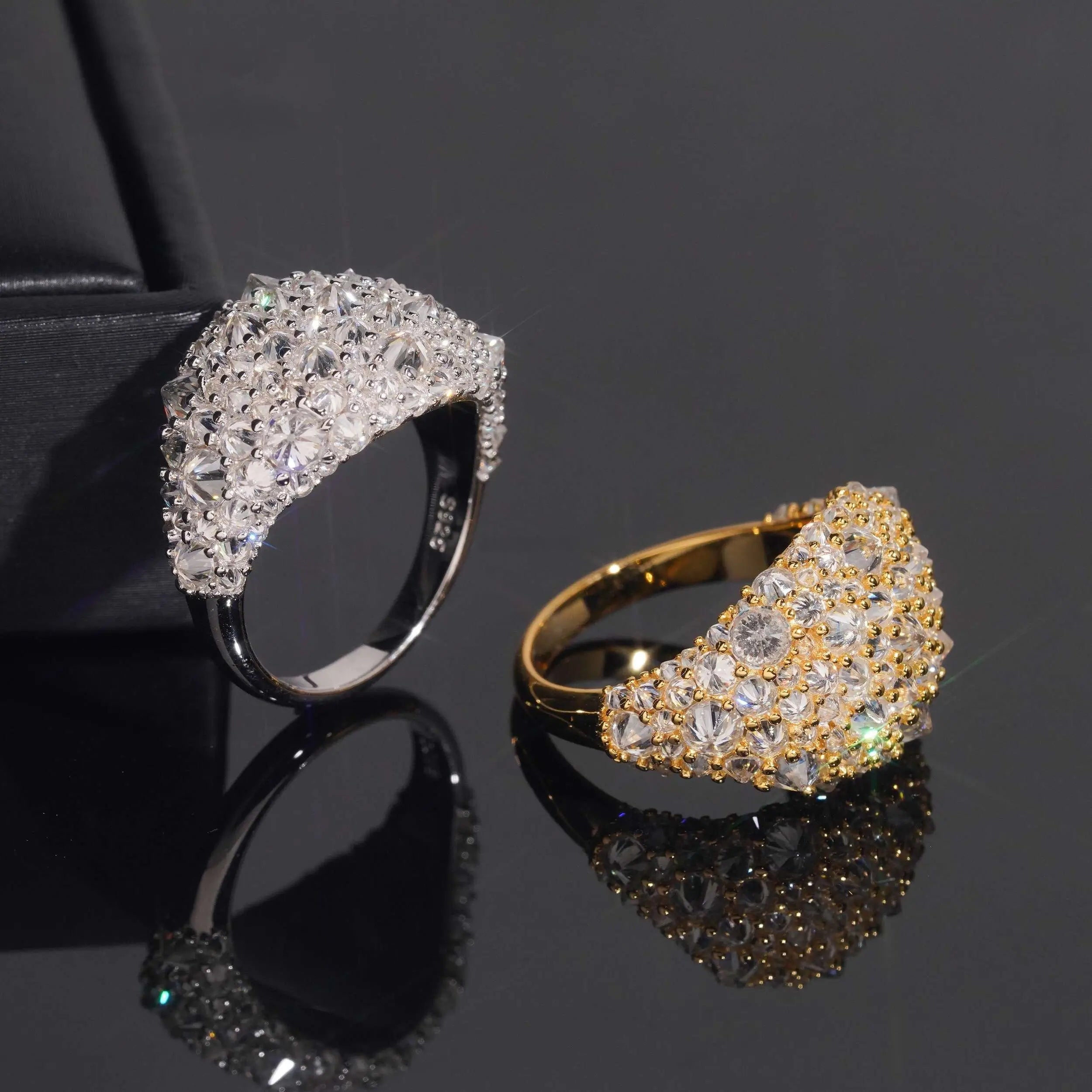 GL VVS Moissanite Diamond Upside Down Mosaic Setting Men Ring