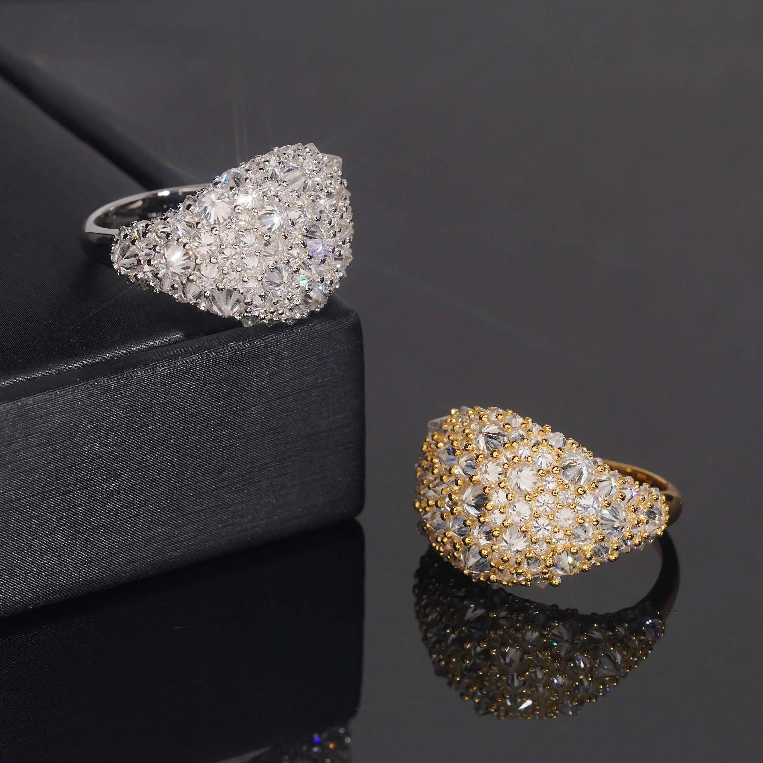 GL VVS Moissanite Diamond Upside Down Mosaic Setting Men Ring