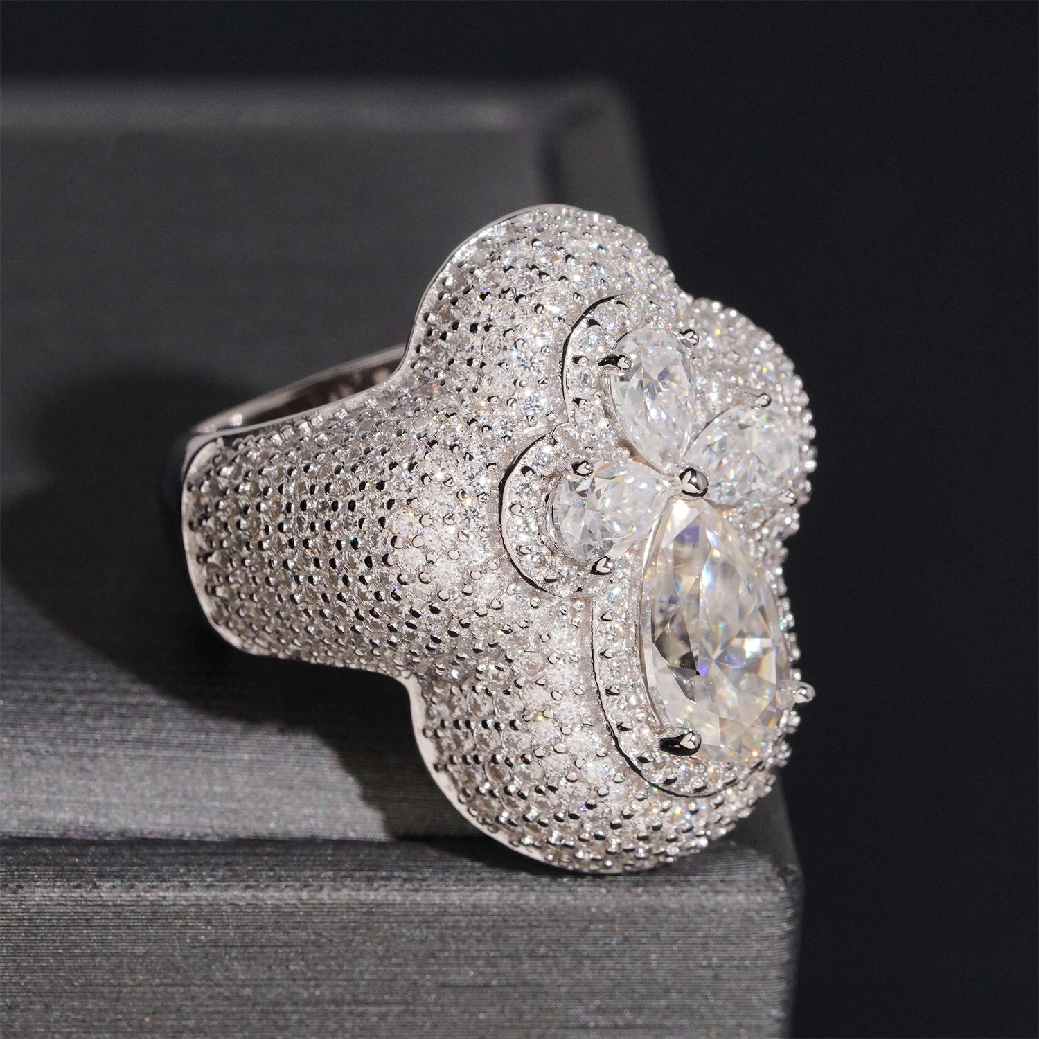 8CT VVS Moissanite Iced Out Statement Ring Secondary image