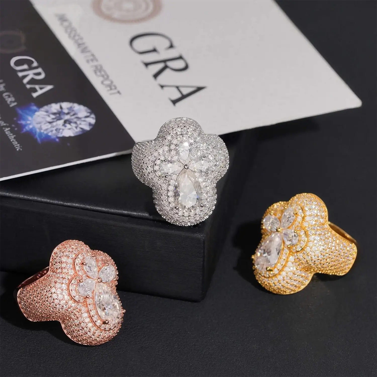 8CT VVS Moissanite Iced Out Statement Ring