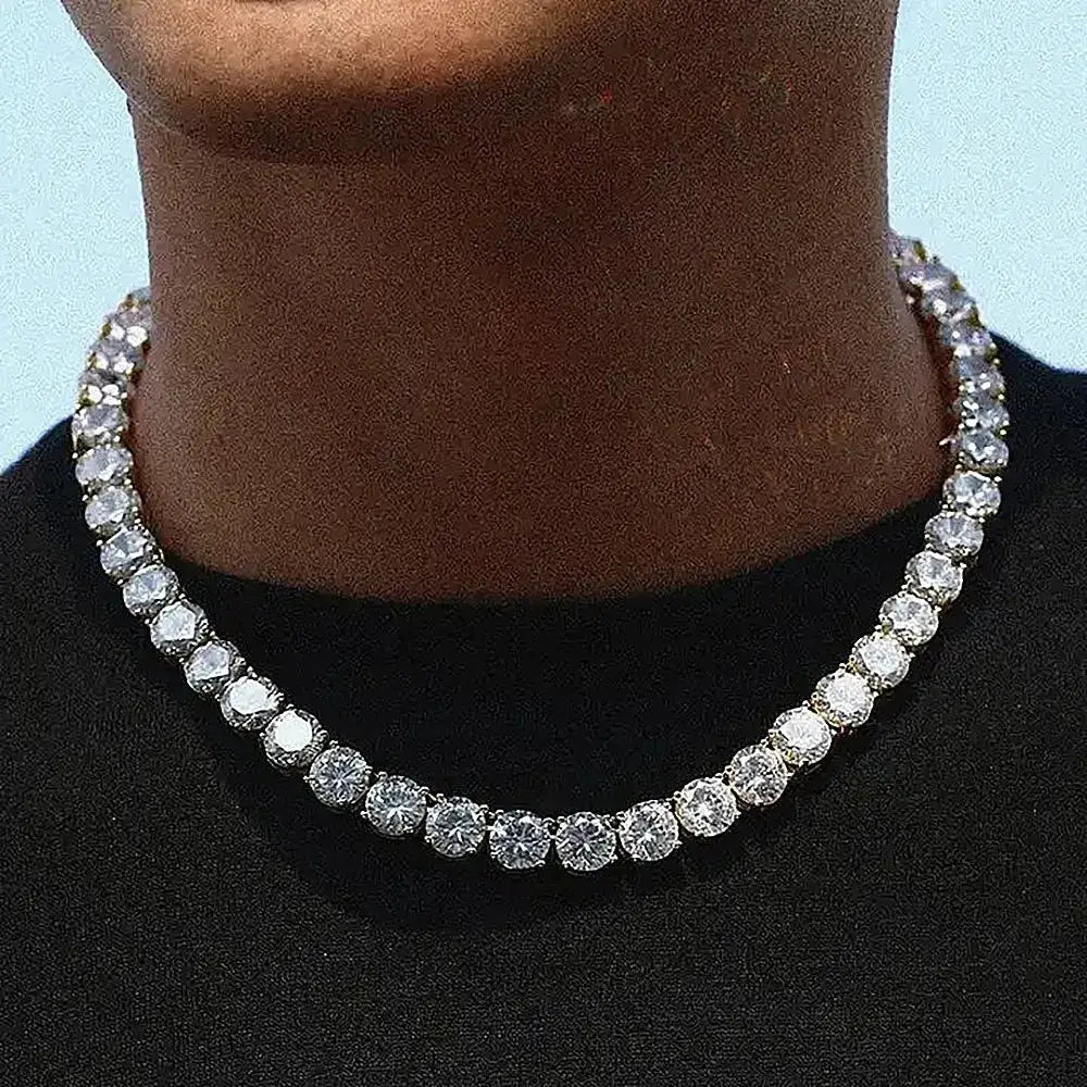 GL Stainless Steel Zircon Tennis Chain Bracelet Necklace
