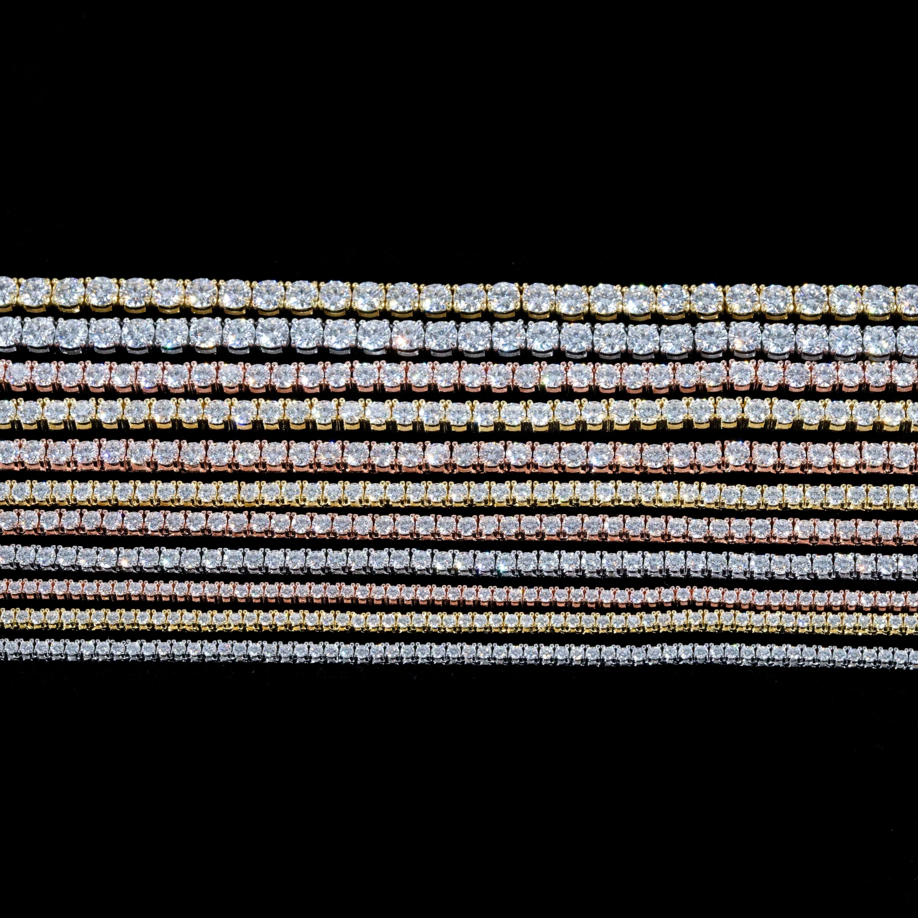GL3MM 4MM 6MM 5A+ Diamond Tennis Chain 14K Gold Plated Secondary image