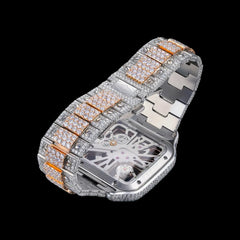 Two-Tone Skeleton Moissanite Watch – Fully Iced Out Hip-Hop Statement Timepiece