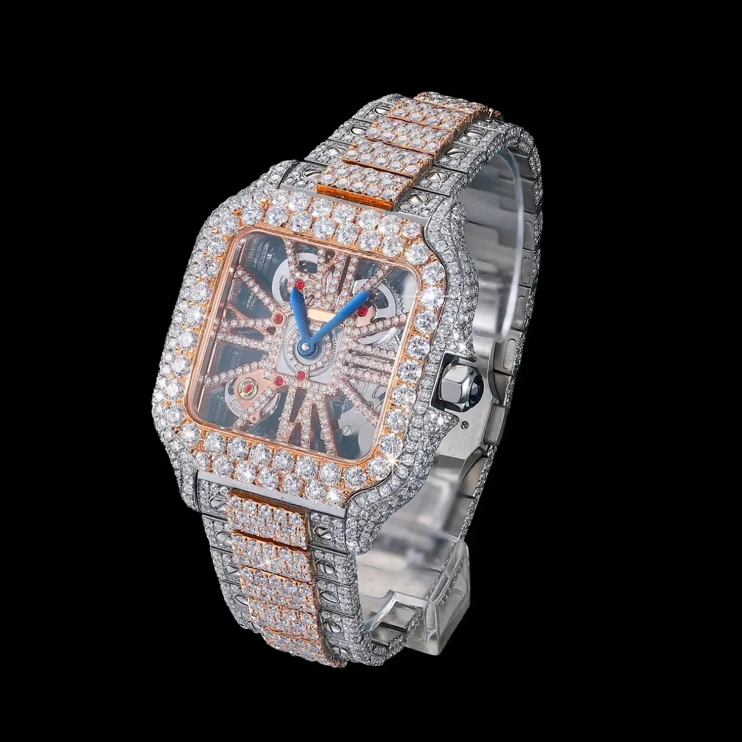 Two-Tone Skeleton Moissanite Watch – Fully Iced Out Hip-Hop Statement Timepiece Secondary image