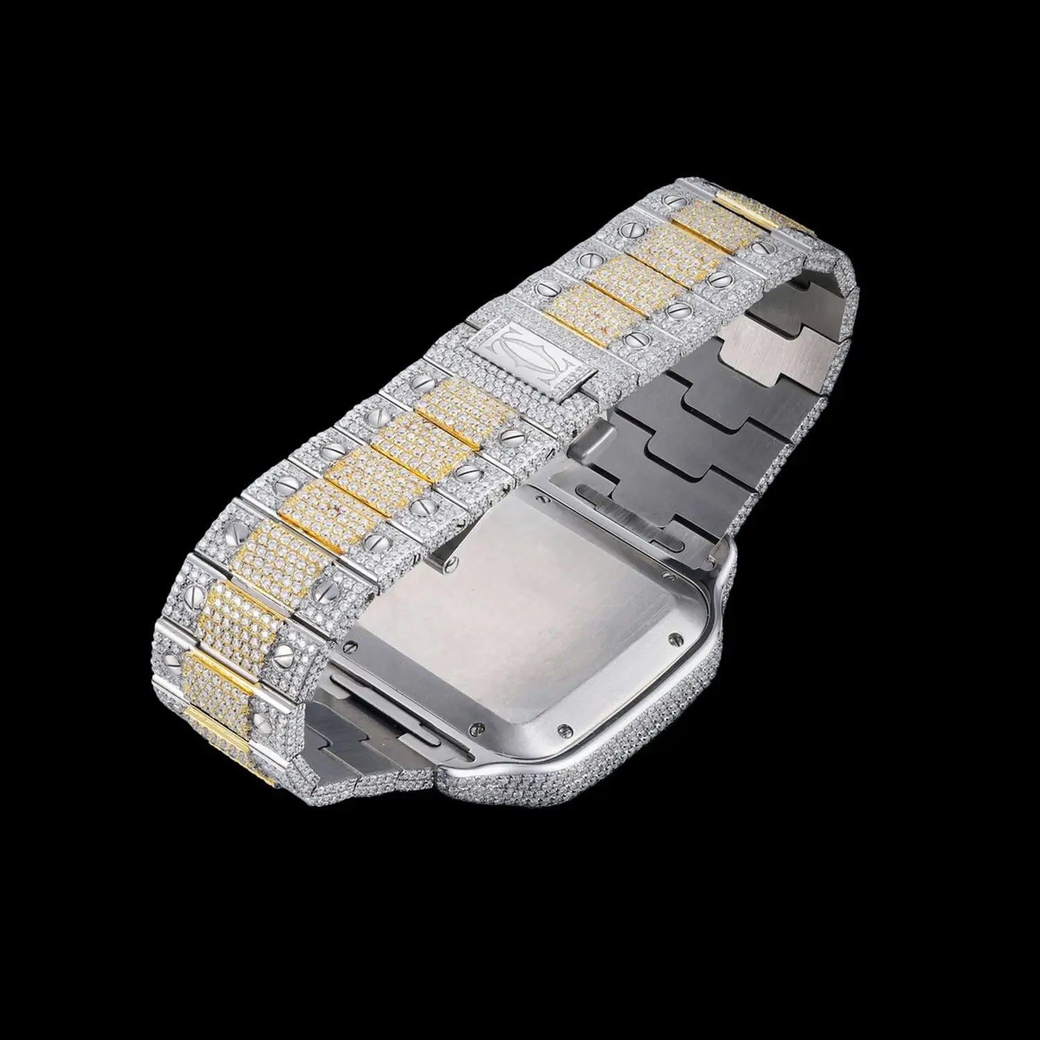 Two-Tone Roman Dial Iced Out Moissanite Watch – Pavé Luxury Hip-Hop Edition