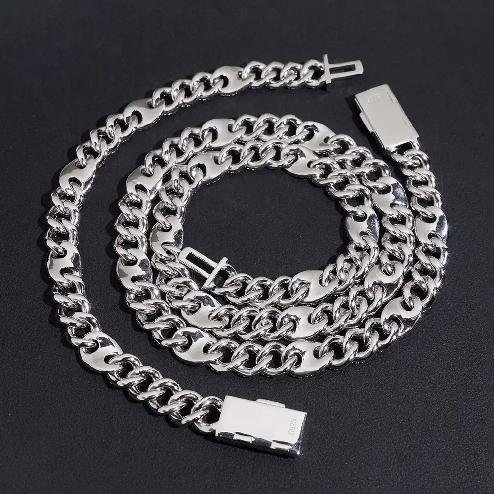 9MM S925 Silver GG-Link VVS Moissanite Cuban Chain