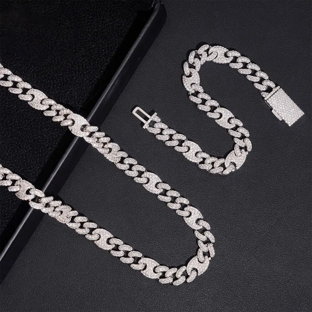 9MM S925 Silver GG-Link VVS Moissanite Cuban Chain
