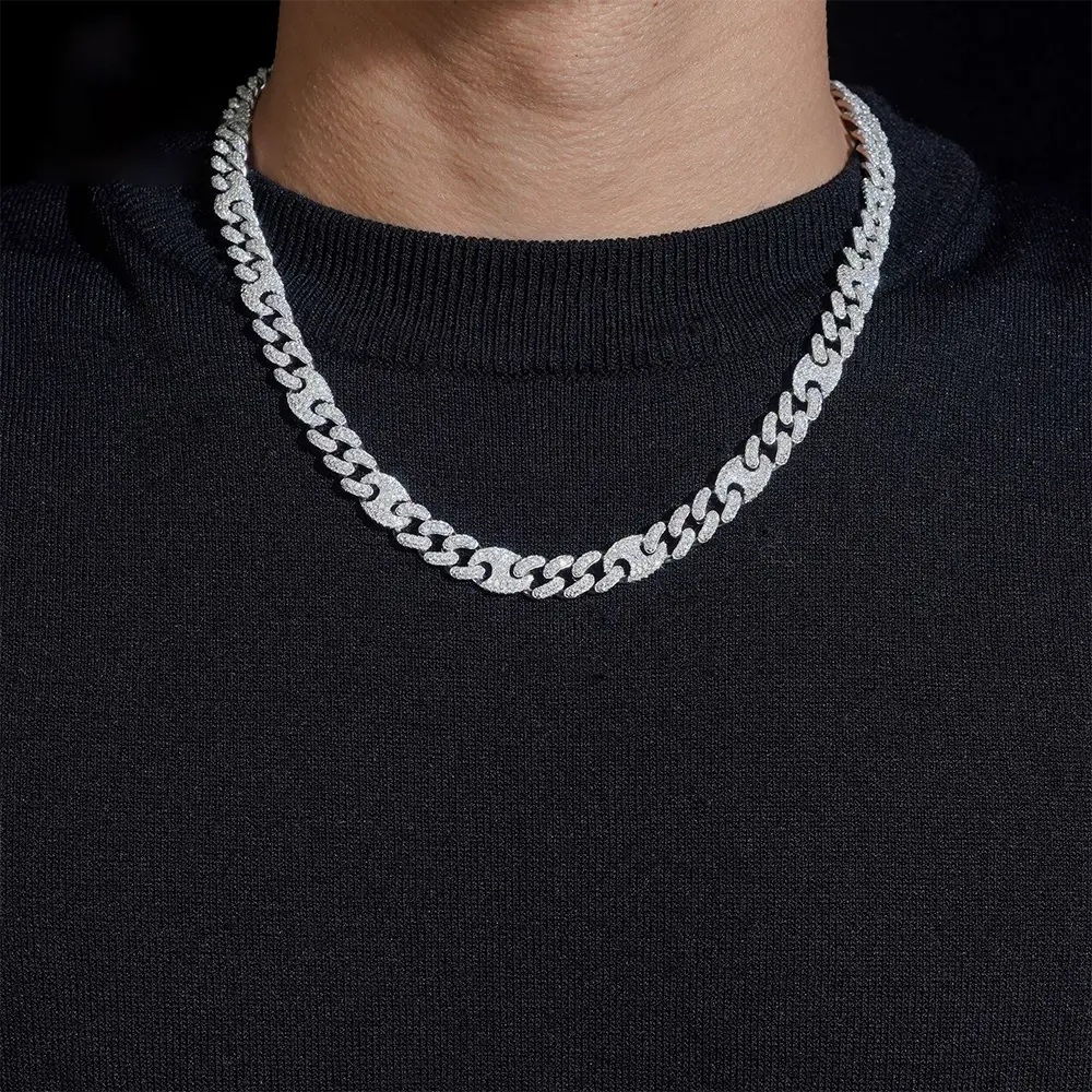 9MM S925 Silver GG-Link VVS Moissanite Cuban Chain