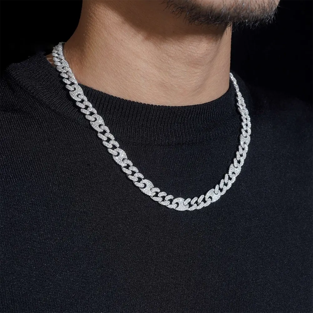 9MM S925 Silver GG-Link VVS Moissanite Cuban Chain Secondary image