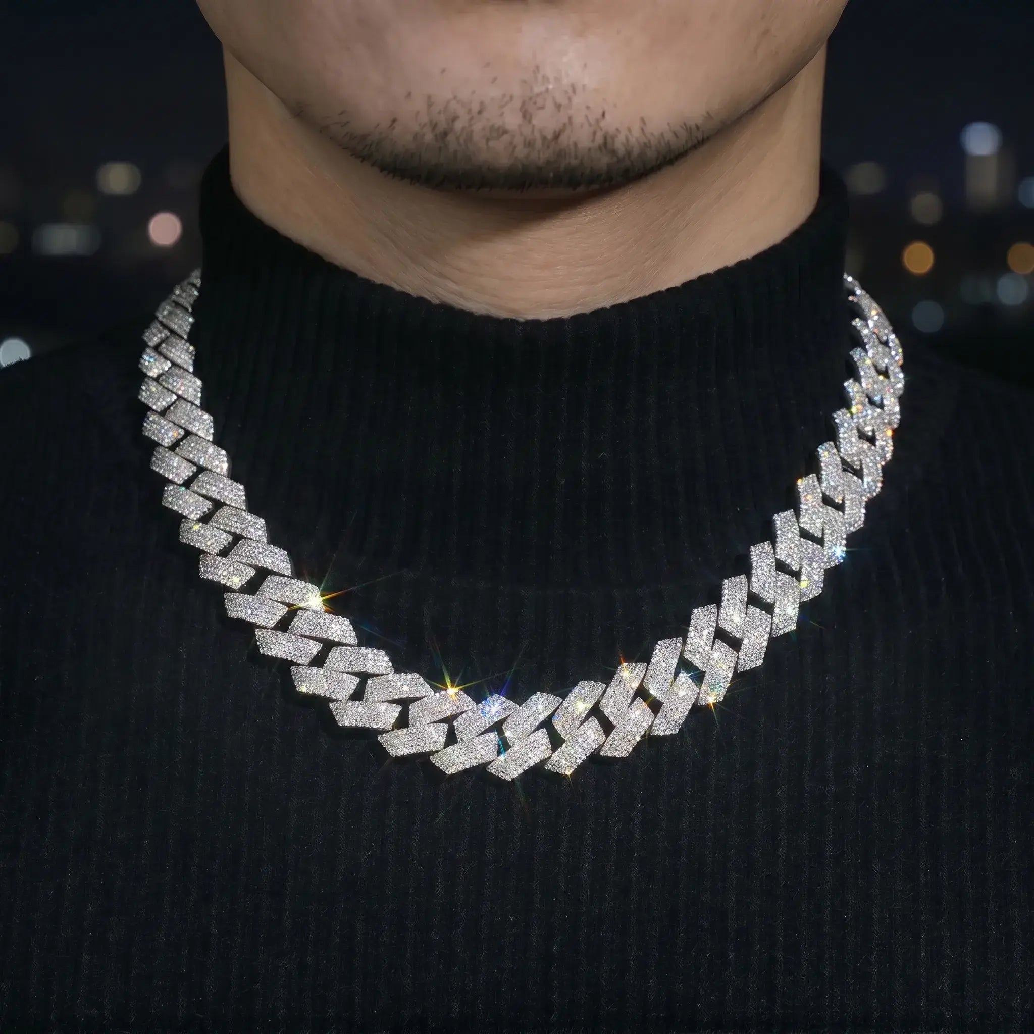 18MM S925 Silver 4 Rows VVS Moissanite EDG Cuban Link Chain Main image