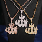 Baguette Cut Moissanite Diamond Allah Pendant Solid Silver