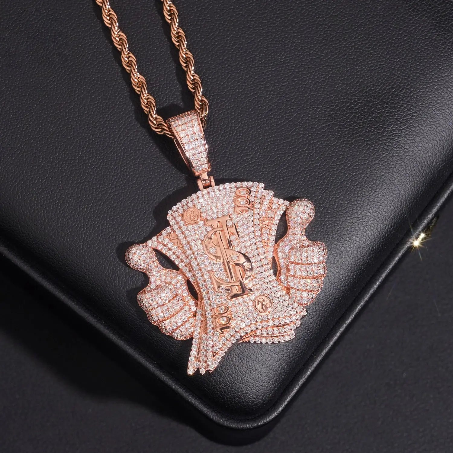 GL $ Sign Thumbs VVS Moissanite Iced Out Pendant S925 Silver