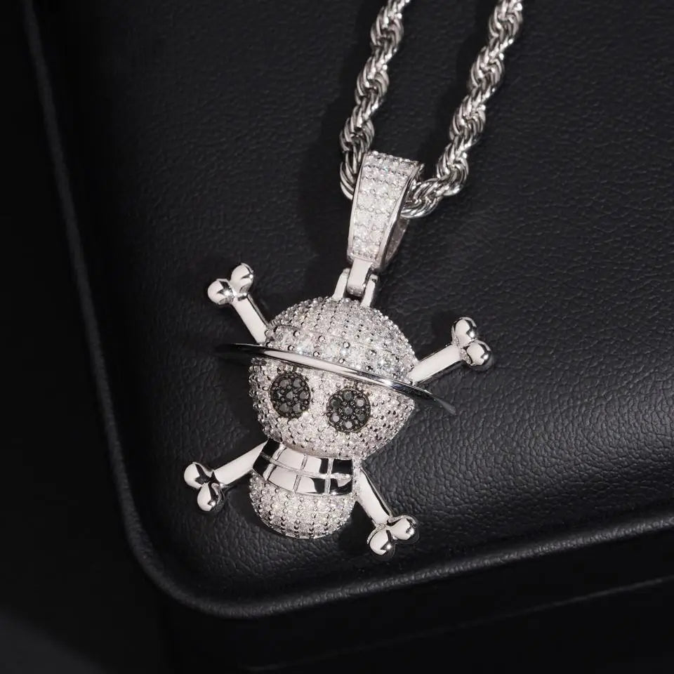 X Skull Shape Iced Out VVS Moissanite Pendant