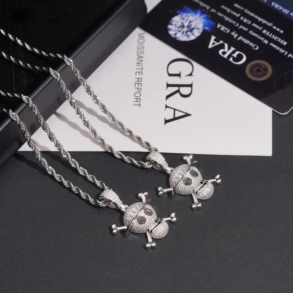 X Skull Shape Iced Out VVS Moissanite Pendant