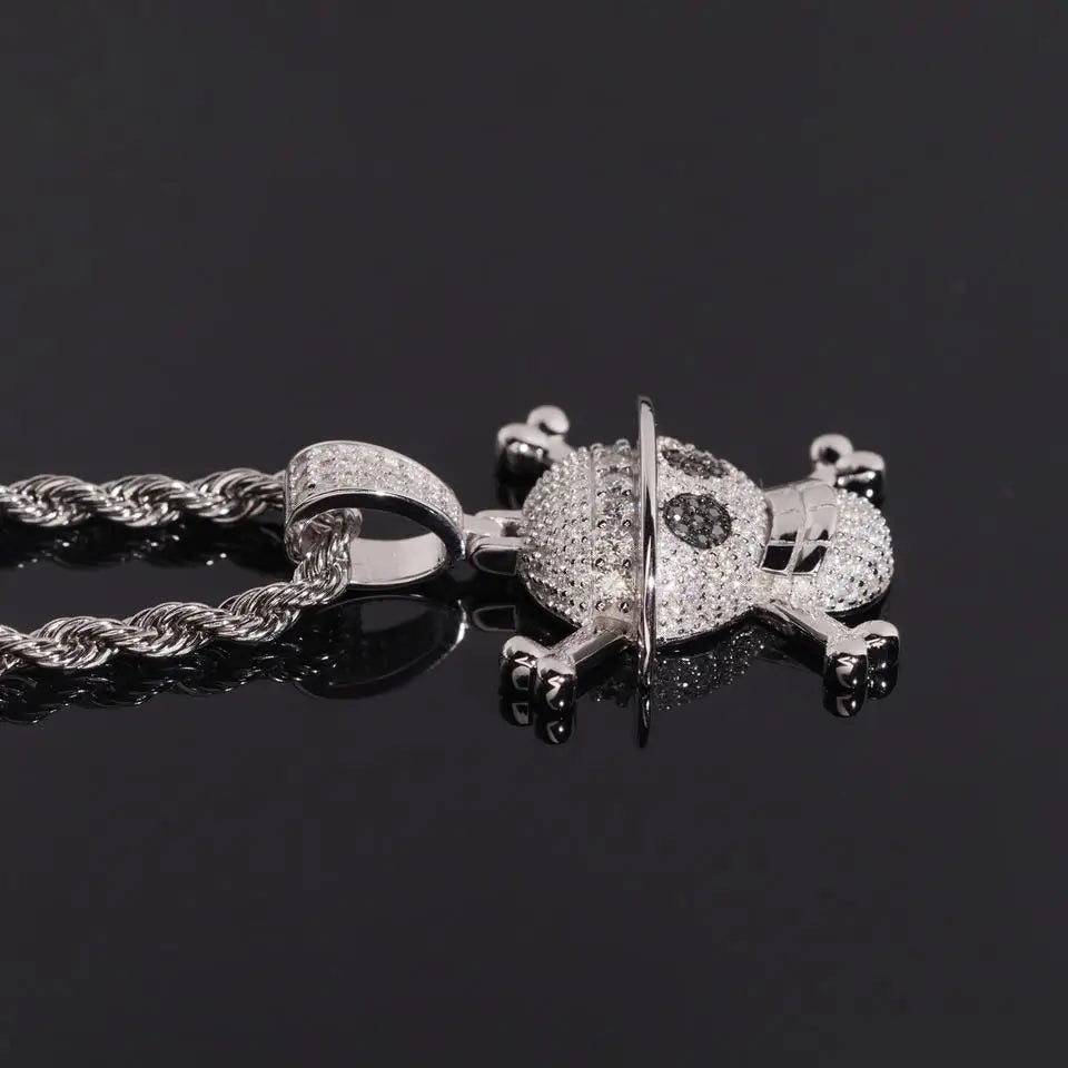X Skull Shape Iced Out VVS Moissanite Pendant