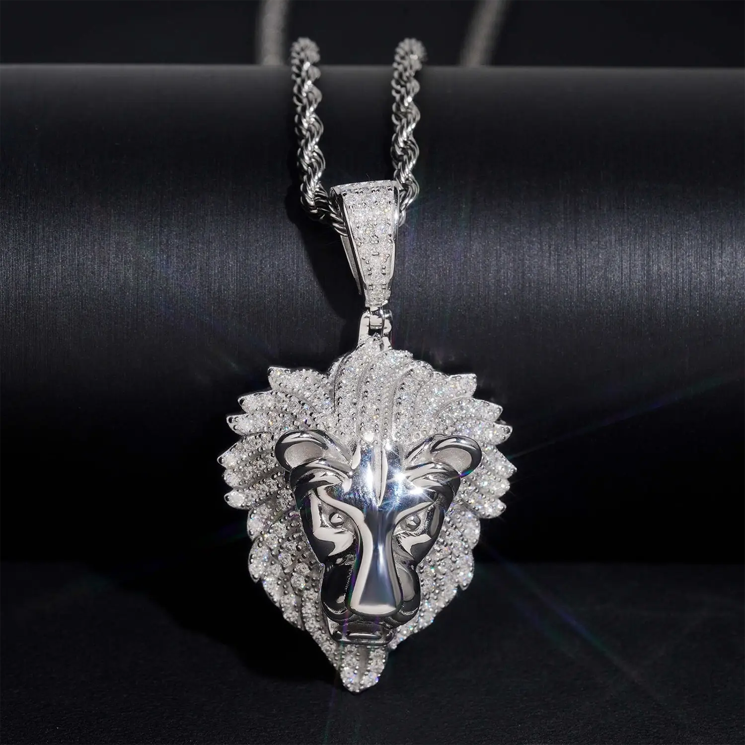 925 Silver VVS Moissanite Lion Pendant