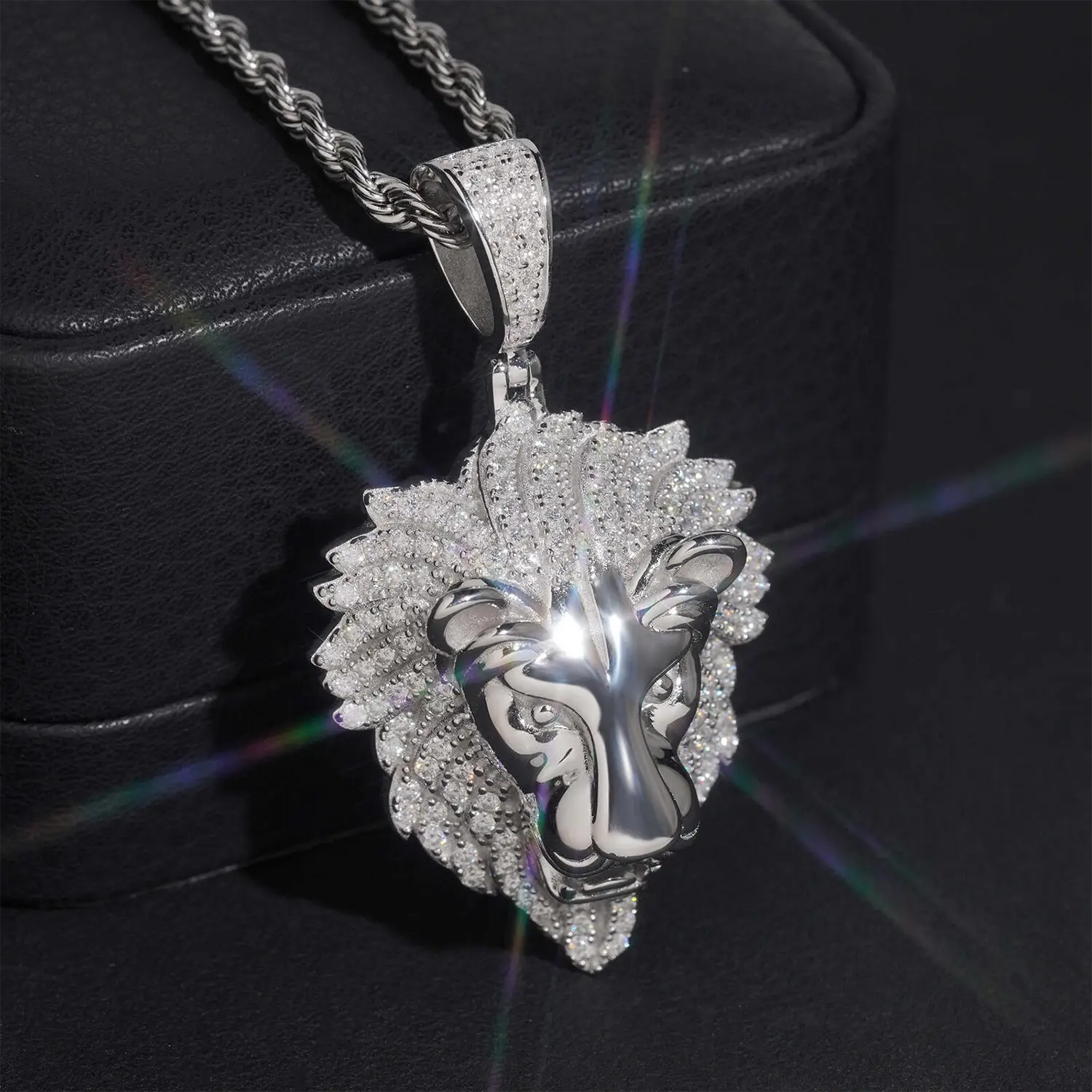 925 Silver VVS Moissanite Lion Pendant