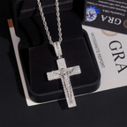 925 Silver VVS Moissanite Jesus Cross Pendant