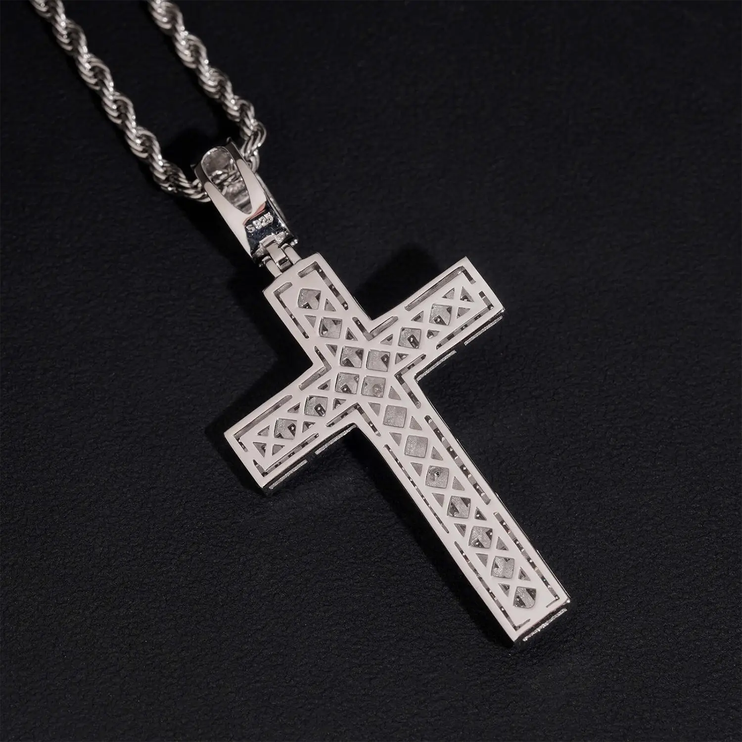 925 Silver VVS Moissanite Jesus Cross Pendant
