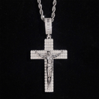 925 Silver VVS Moissanite Jesus Cross Pendant