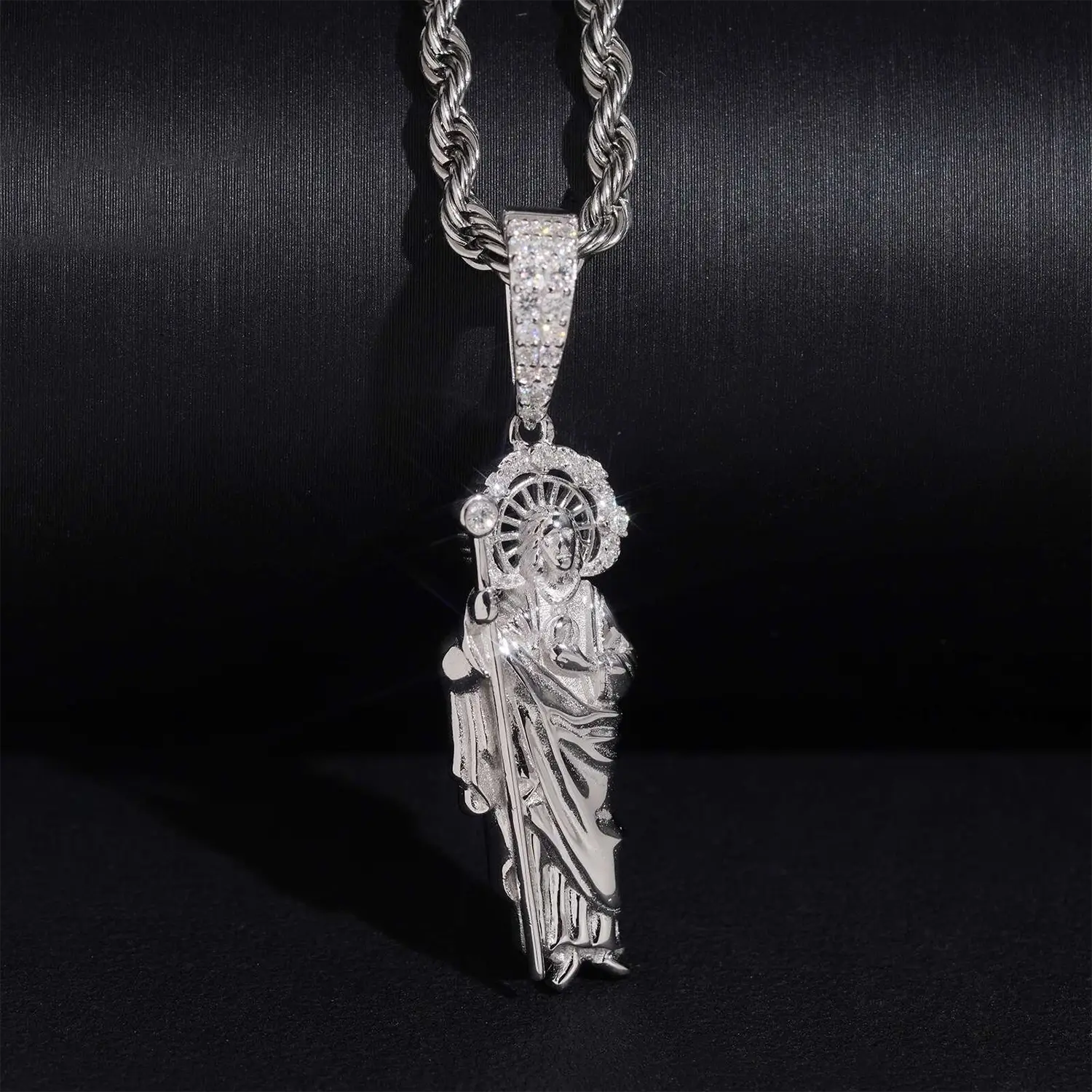 Religious 925 Silver Jesus Iced Out VVS Moissanite Pendant