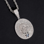 Oval Santa Jesus Religious VVS Moissanite Pendant S925