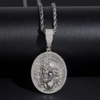 Oval Santa Jesus Religious VVS Moissanite Pendant S925