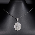 Oval Santa Jesus Religious VVS Moissanite Pendant S925