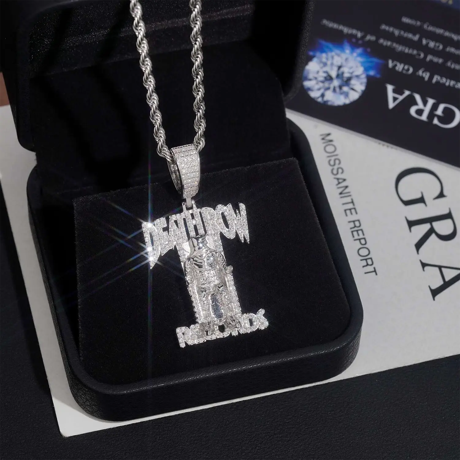 Deathrow 925 Silver Iced Out VVS Moissanite Pendant