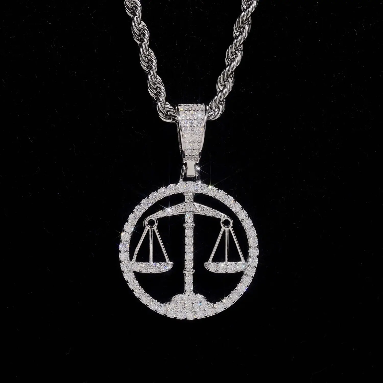 VVS Moissanite Circular Openwork Libra Pendant