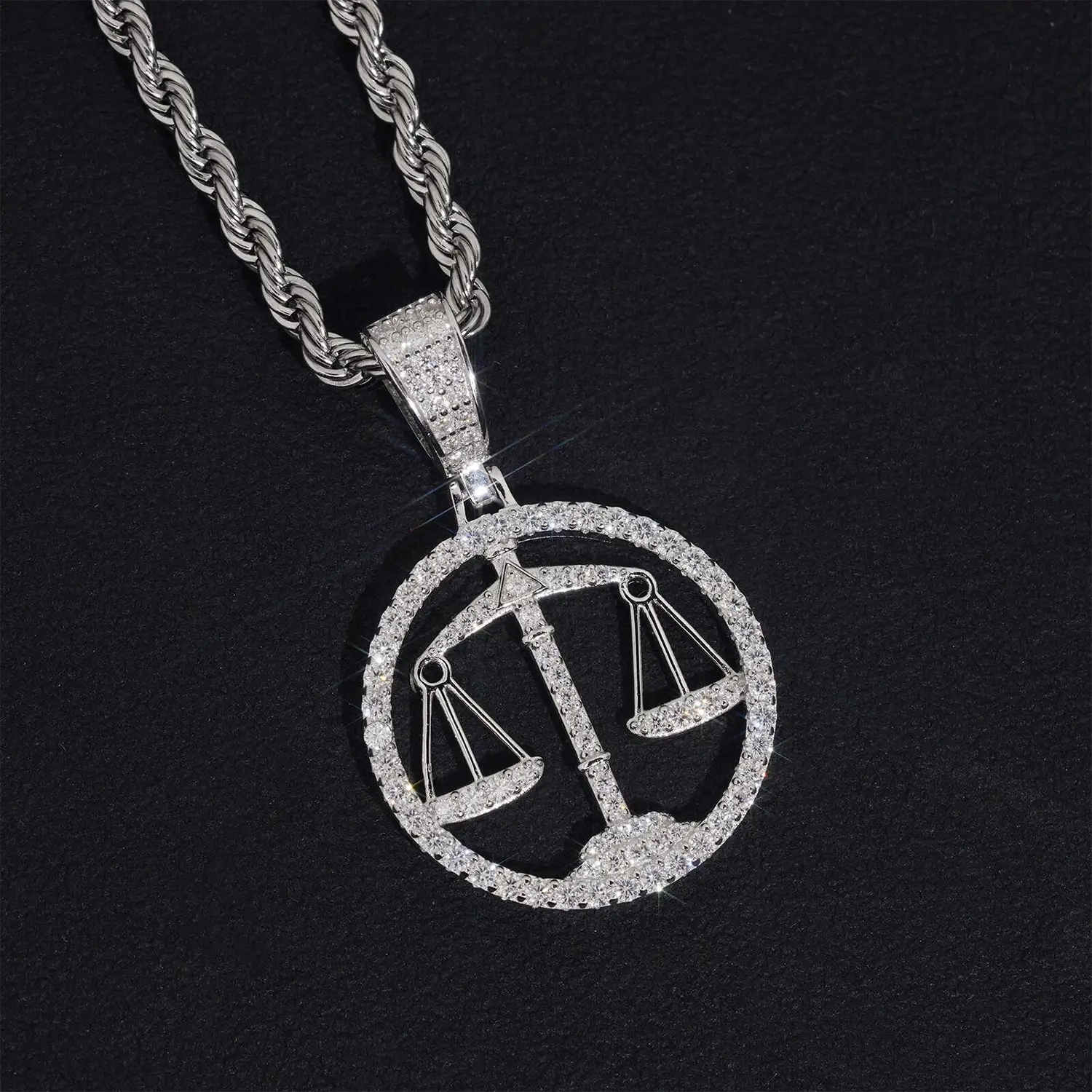 VVS Moissanite Circular Openwork Libra Pendant