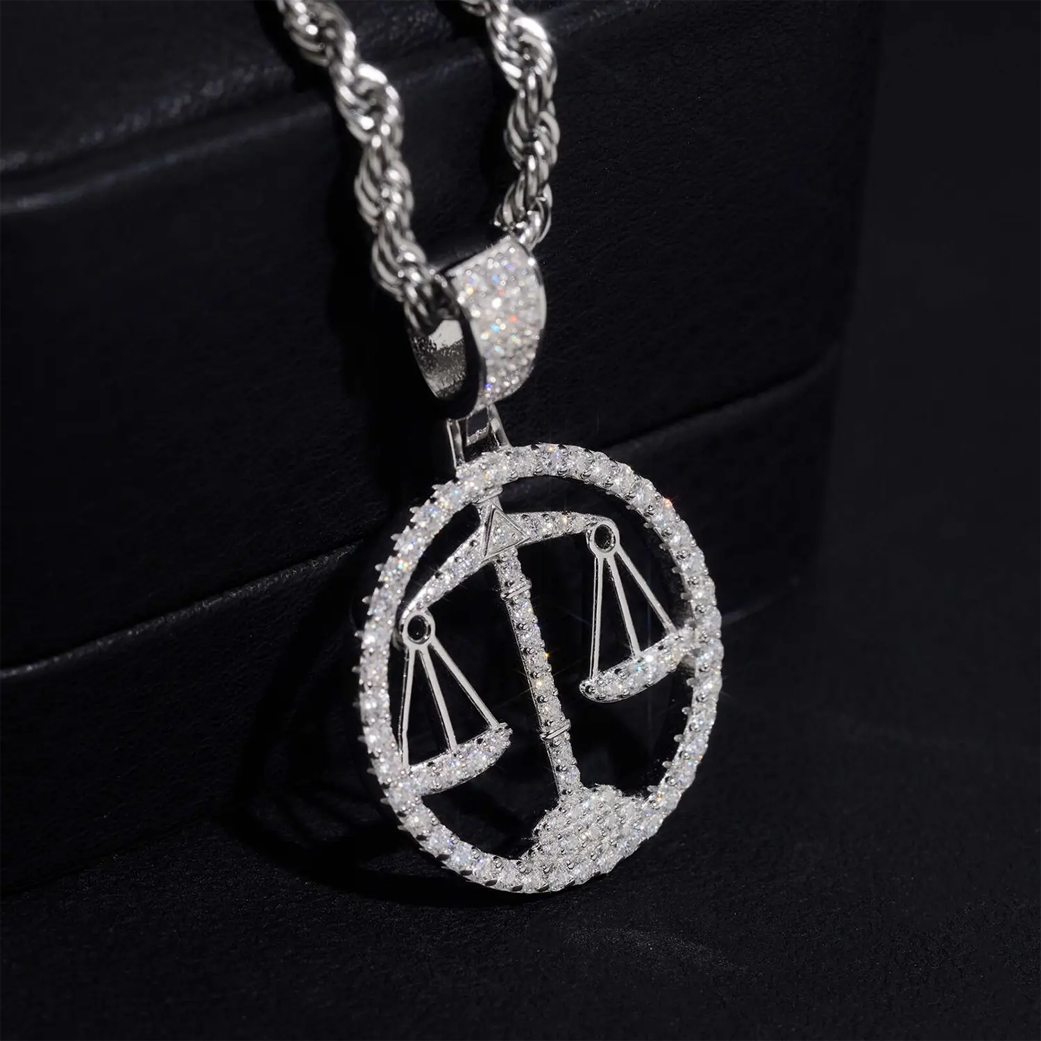 VVS Moissanite Circular Openwork Libra Pendant