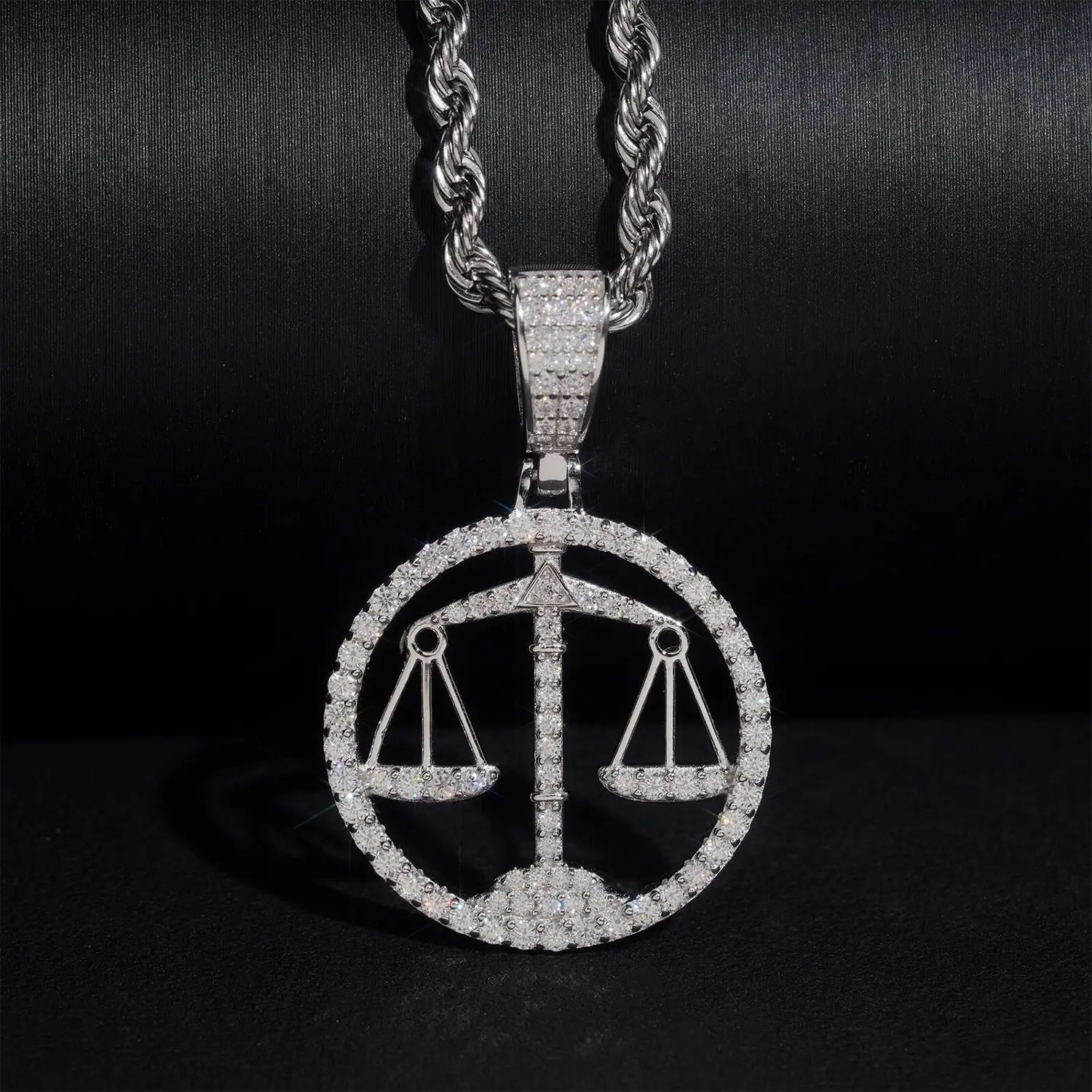 VVS Moissanite Circular Openwork Libra Pendant