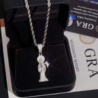 925 Silver VVS Moissanite Santa Muerte Religious Pendant