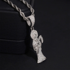 925 Silver VVS Moissanite Santa Muerte Religious Pendant