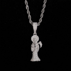 925 Silver VVS Moissanite Santa Muerte Religious Pendant