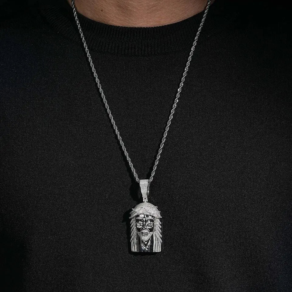 Hip Hop VVS Moissanite Jesus Head Pendant 925 Silver