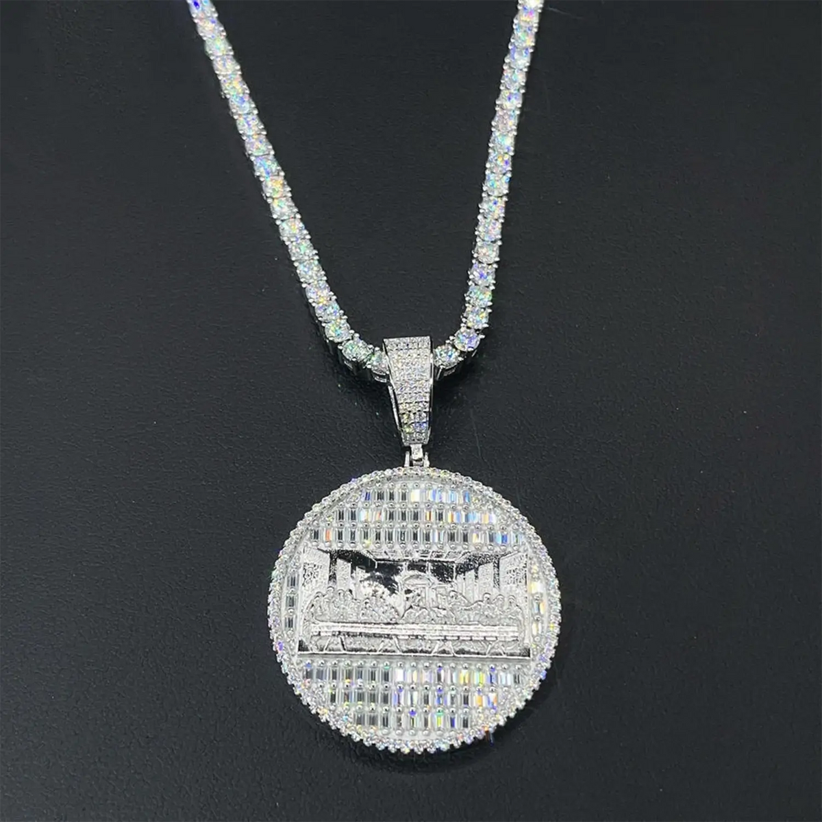 Circle Last Supper VVS Moissanite Pendant