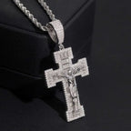 Iced Out Baguette VVS Moissanite Cross Jesus Pendant 925 Silver