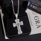 Iced Out Baguette VVS Moissanite Cross Jesus Pendant 925 Silver