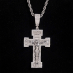 Iced Out Baguette VVS Moissanite Cross Jesus Pendant 925 Silver