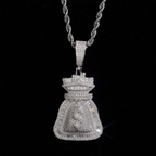 VVS Moissanite Iced Money Bag Pendant 925 Silver