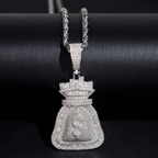 VVS Moissanite Iced Money Bag Pendant 925 Silver